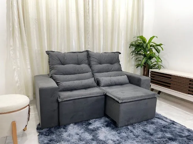 Sofá Retrátil Reclinável Beatriz 1.90m Cinza Até 12x - Frete Grátis 