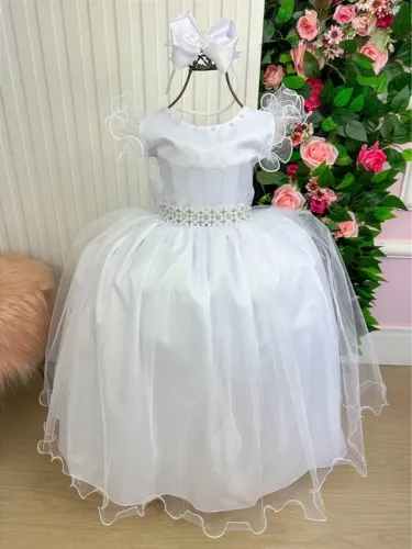 Vestido Branco Infantil Longo Luxo para Menina