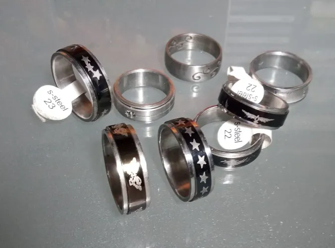 Conjunto De Anéis De Aço Com 8 Peças