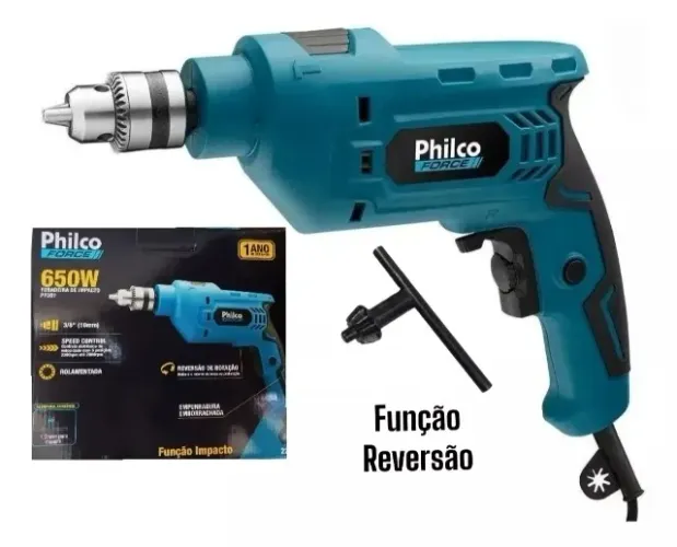 Furadeira Philco Force Impacto Martelete 650w 5 níveis velocidade reversão rotação 220v