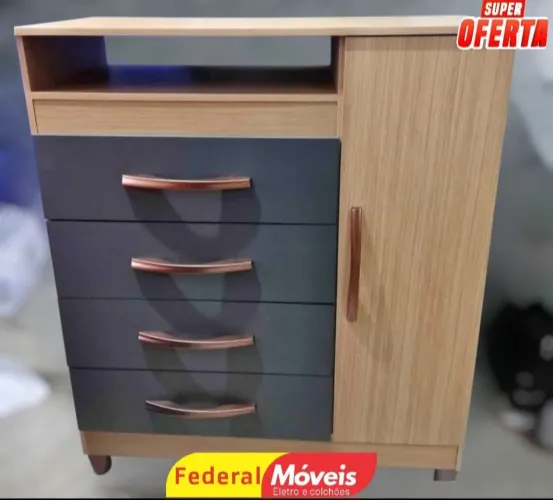 Cômoda 4 Gavetas e 1 Porta Nova - Compacta e Versátil!