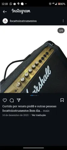 Amplificador Marshall pré valvulado com falante 12"Celestion