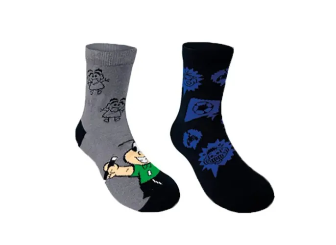 Meias infantis divertidas com estampas Cebolinha  e Cascão