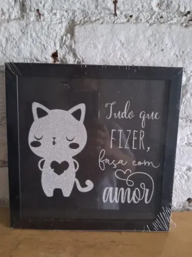 Quadro Preto De Gatinhos 26m X 26 Cm