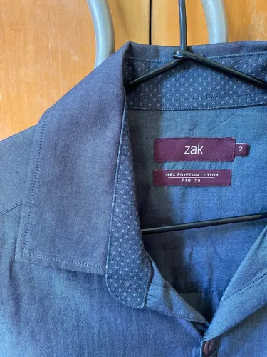 Camisa Social Slim Fit Chumbo - Algodão Egípcio - Tamanho M