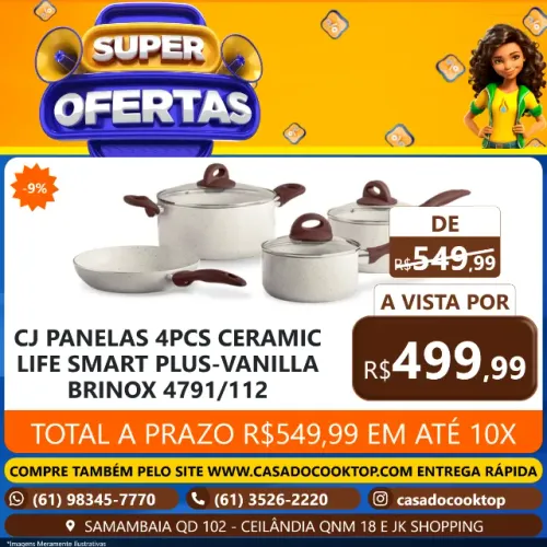 CJ PANELAS 4PCS CERAMIC LIFE SMART PLUS-VANILLA BRINOX 4791/112