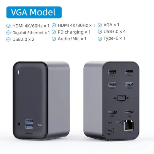 Dock Station USB-C Hagibis tela tripla mac