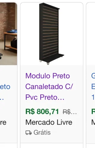 PAINEL TOTEM CANALETADO EXPOSITOR MÓVEL PRETO