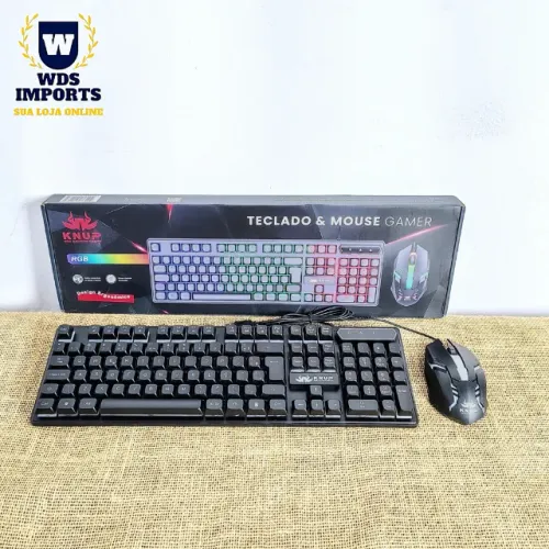 Kit Teclado e Mouse Rgb Com fio