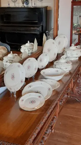 MaraviAntigo jogo de jantar em porcelana polonesa; Chodziez.
