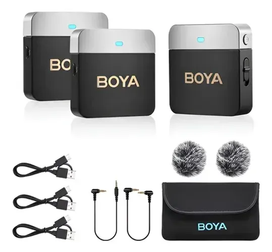 Microfone sem fio duplo - Boya M1V2 + Bag - Pouquíssimo uso 