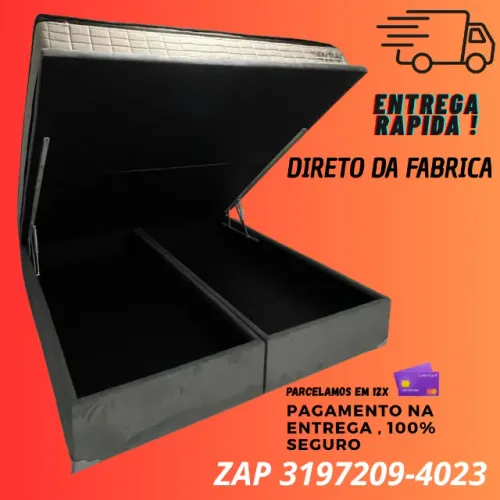 Cama Box Baú Casal Bipartido Blindado 1.38 com Garantia
