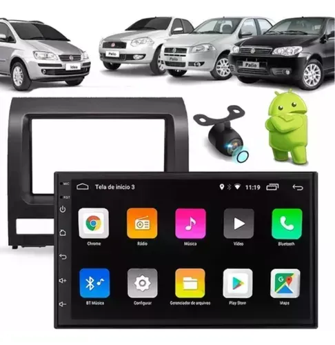Multimídia Mp5 Android Gps Fiat Palio Siena Strada 2004 2012