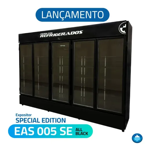 NZ. Expositor refrigerado frios e laticínios 5 portas Full Black FORTSUL