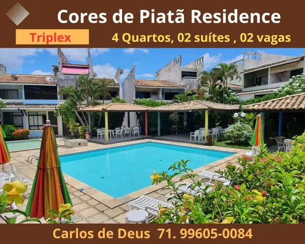Cores de Piatã Residence, Triplex, 4 Quartos, 2 suítes,150 m², 02 varandas, Infra..