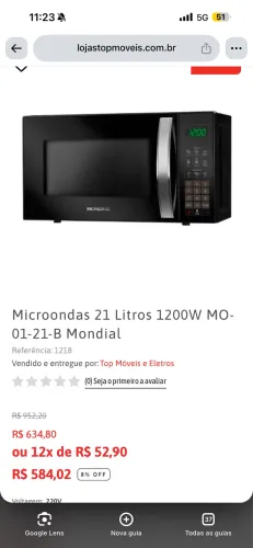 Microondas mondial novo na caixa 220v preto
