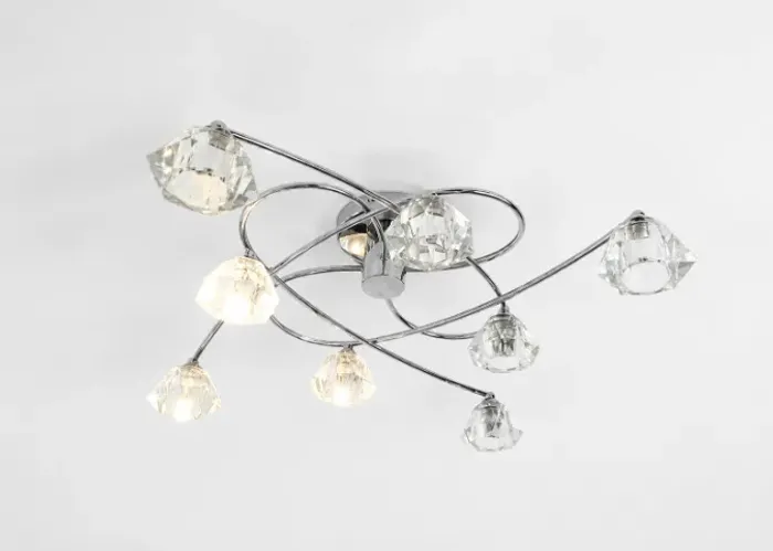 Vendo Lustre Moderno Cromado com Cristais - Excelente Estado