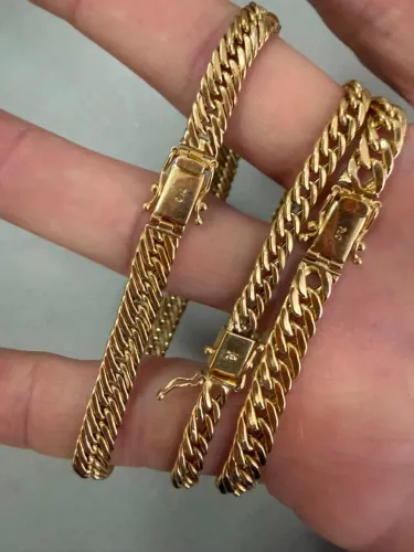Pulseiras Groumet de ouro 3.95g 18k procedência garantia eterna