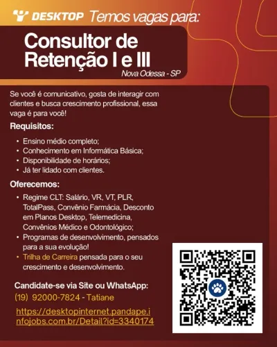 CONSULTOR DE RETENÇÃO - ATENDIMENTO AO CLIENTE