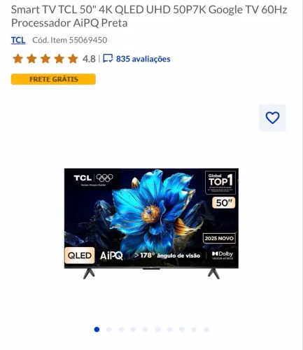 TV TCL 50? lacrada apenas venda