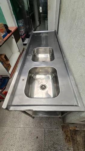 Mesa bancada inox com Cuba pia 1,90 x 0,60