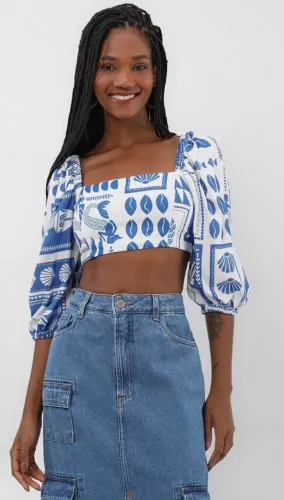 Top cropped de manga