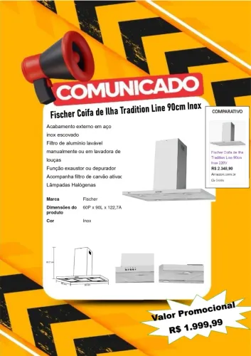 Coifa de ilha Fischer