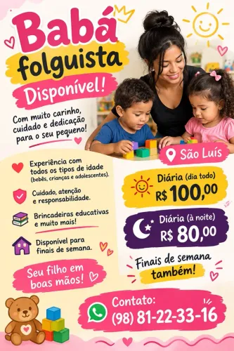 Babá folguista disponível