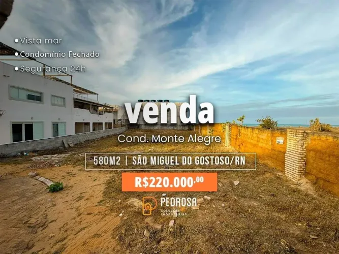 VENDA 580m2 | LOTE CONDOMÍNIO FECHADO SÃO MIGUEL DO GOSTOSO/RN | R$ 220.000,00