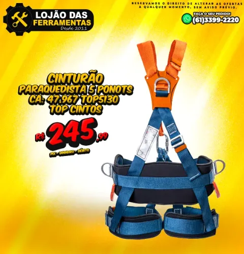 Cinturão Paraquedista 5 Pontos CA 47931 TOP5100 Top Cintos