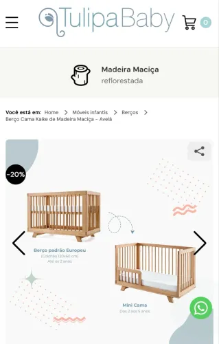 Berço Cama Kaike de madeira maciça avelã novo