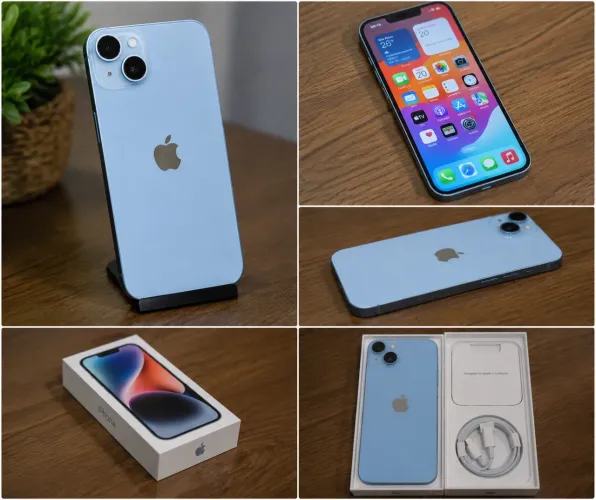 iPhone 14 256GB Azul-Claro - Impecável (Completo na Caixa)