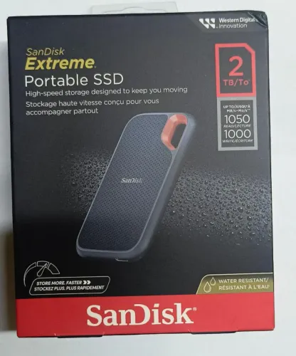 SSD Externo Portátil SanDisk Extreme de 2 TB.