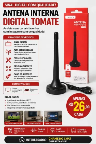 Antena Interna Digital Tomate MTV-3015
