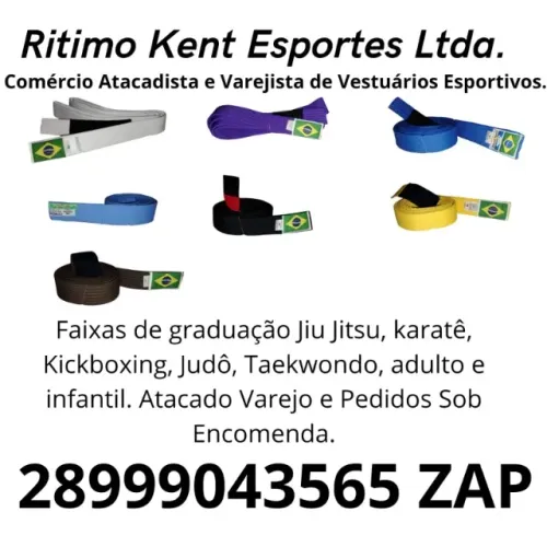 Faixa graduação Jiu Jitsu Karate Judô Taekwondo Kickboxing Atacado Varejo Promoção