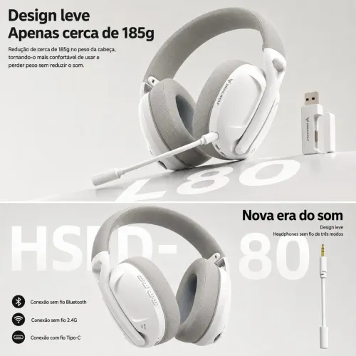 Headset Gamer SMAILWOLF L80 Bluetooth 3 Modos com Microfone