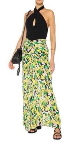 Saia Longa Floral Peggy Verde - Tamanho 38