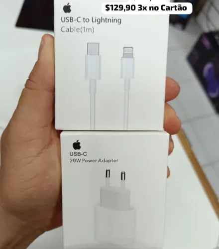 Carregador iPhone completo com fonte e cabo