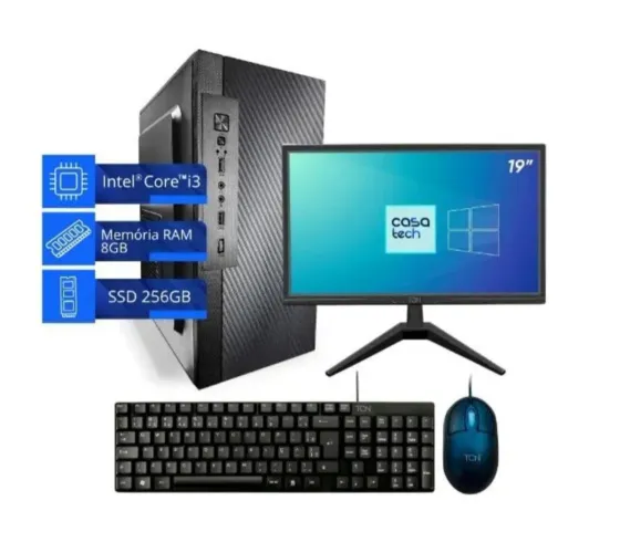 Pc Office i3 8gb ram 128gb SSD + Monitor 19pl Tcn+Kit teclado e mouse office<br><br>mouse Office