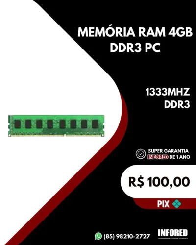Memórias DDR3 4GB PC marcas variadas