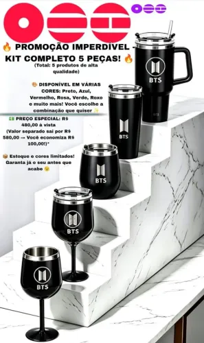 Copos térmicos personalizados kit BTS