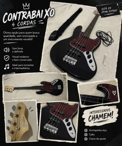 Contrabaixo Giannini 4 Cordas Preto