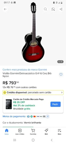 Em Lagarto. Violão Giannini Eletroacústico Gnf-1d Nylon