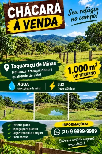 Excelente chácaras em Taquaraçu de minas!