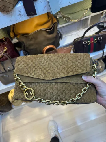 bolsa nova de couro camurça legítimo Gucci italiana modelo chain corrente