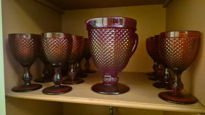 Conjunto de 6 copos e uma jarra de cristal