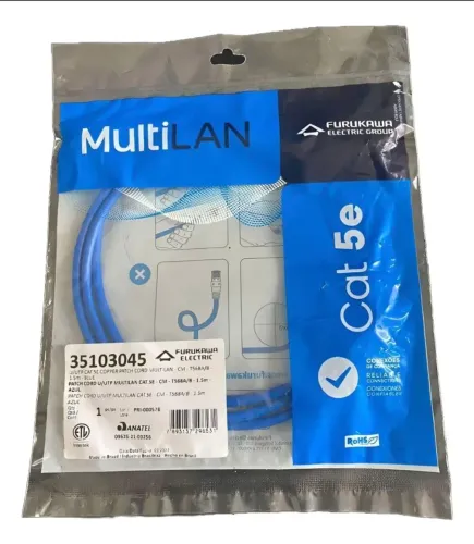 Patch Cord Furukawa Multilan Cat5e 1.5m CM Azul 35103045 lacrado<br>