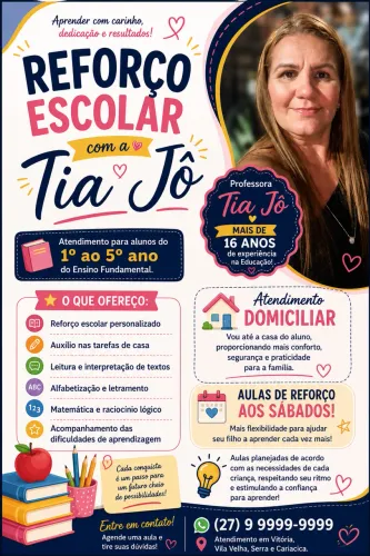 Aula de Reforço aos sábados.