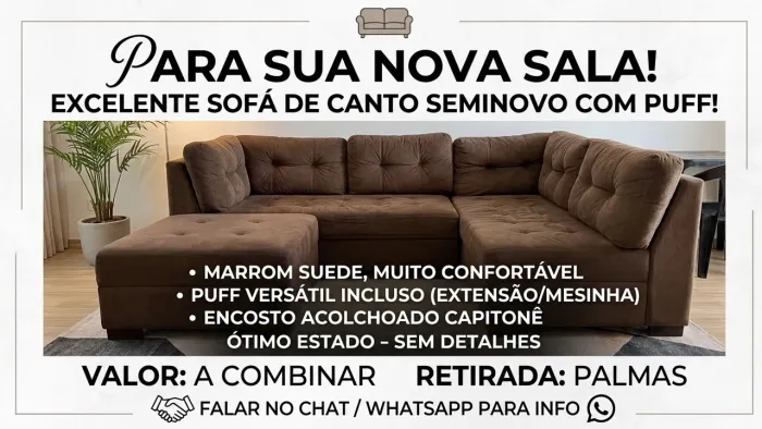 Sofá de canto com puff