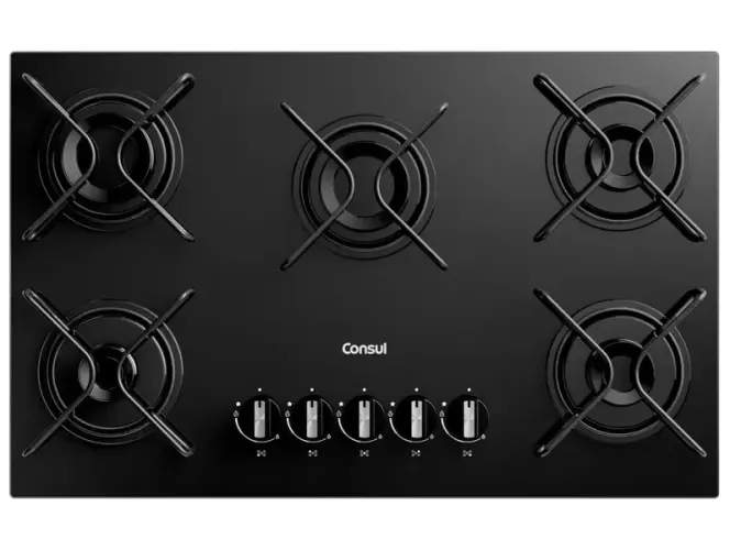 Cooktop 5 Bocas a Gás Consul Mesa de Vidro GLP Preto Superautomático CD075BE